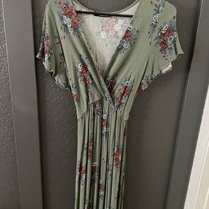 Green floral maxi dress